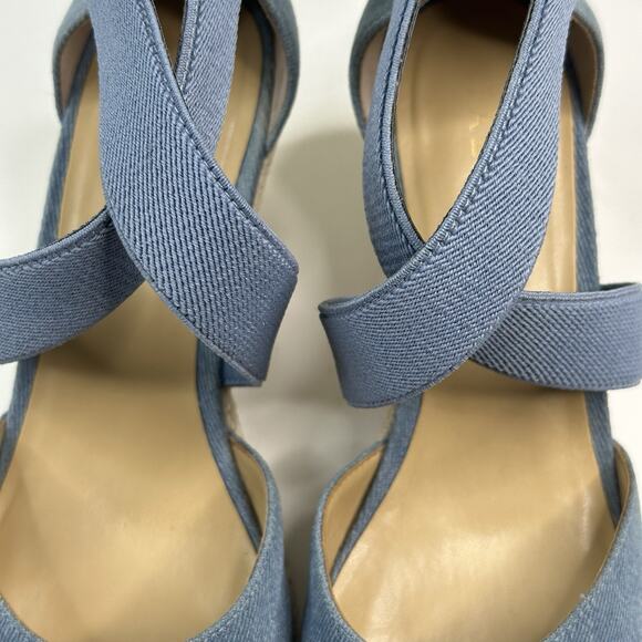 Talbots Lyndsay D'Orsay Espadrille Light Denim Wedges Women's Size 7M Sandals - Picture 8 of 11